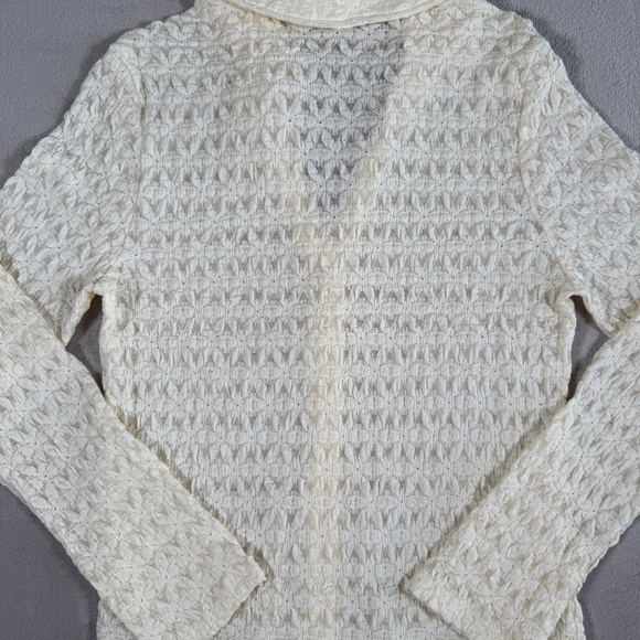 Sactuary Top Womens X Large Ivory Dreamgirl Lace Long Sleeve Button Up - Picture 7 of 11